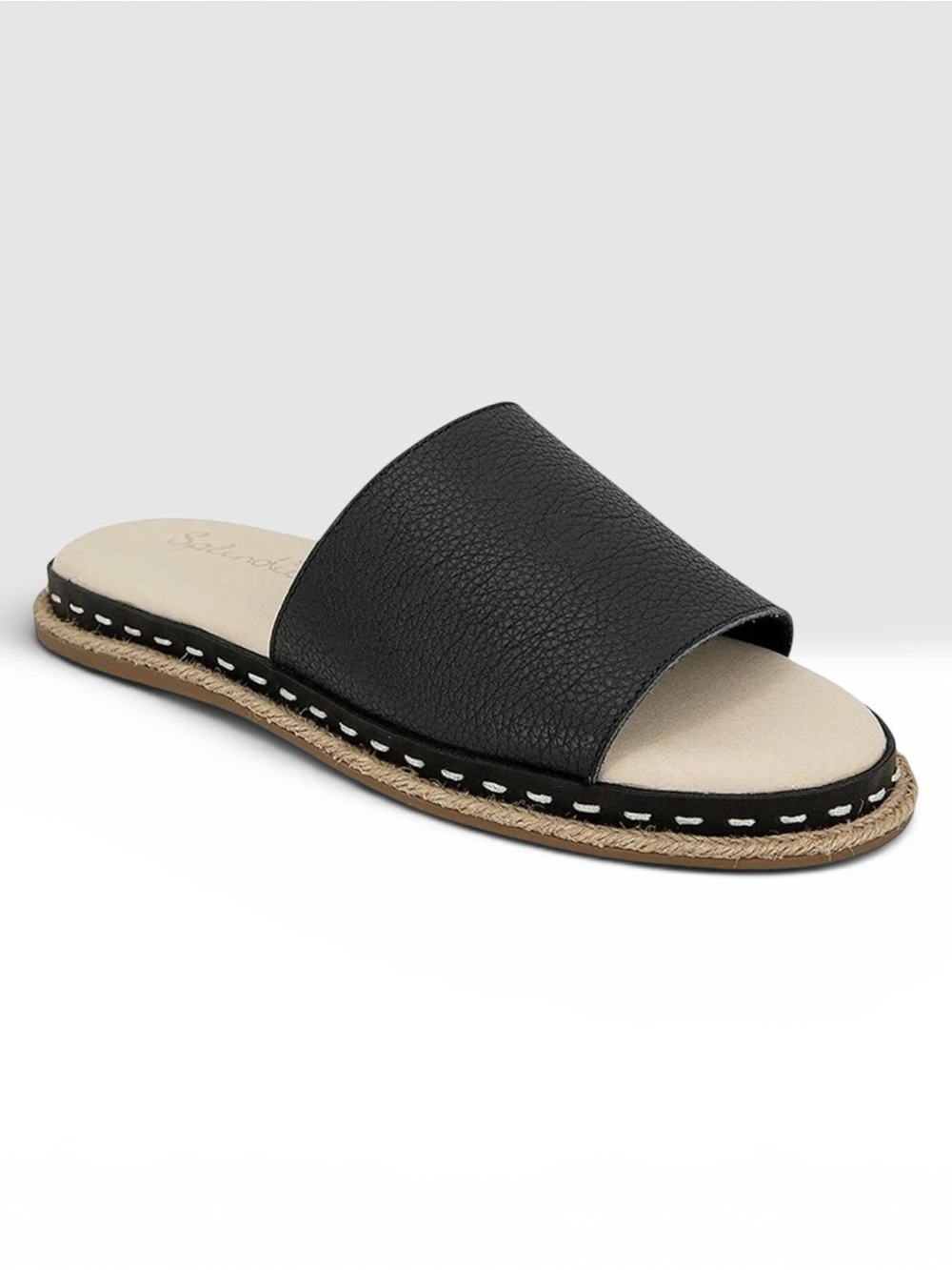Splendid Calipso Black Slide Mules with Cream Footbed, size 8.5